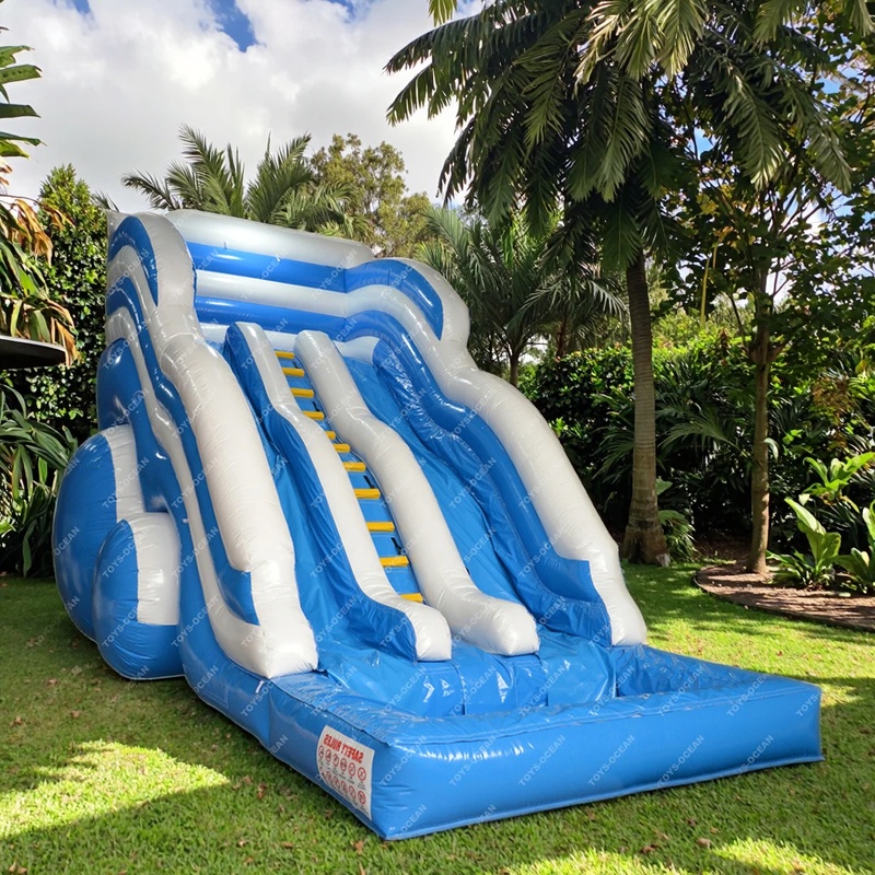 Kids Outdoor Water Park - สไลเดอร์น้ำเป่าลมสำหรับเด็กแบบคู่สำหรับใช้งานกลางแจ้ง ราคาประหยัด ผลิตตามสั่งจากโรงงาน
