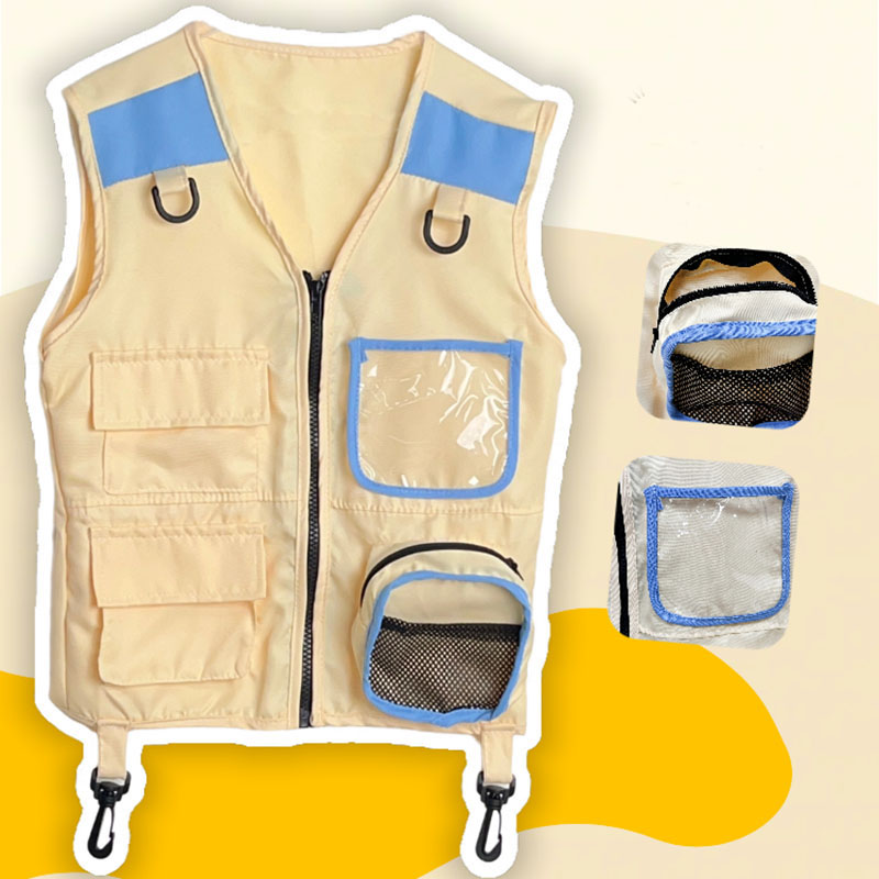 Kids Outdoor Explorer Kit - เสื้อกั๊กนักสำรวจสำหรับเด็กคอสเพลย์ชุดแขนกุดขึ้นแคมป์ปิ้งป่าสำหรับเด็กหญิงเด็กชายตั้งแคมป์การผจญภัยกลางแจ้งของขวัญสำหรับเด็ก