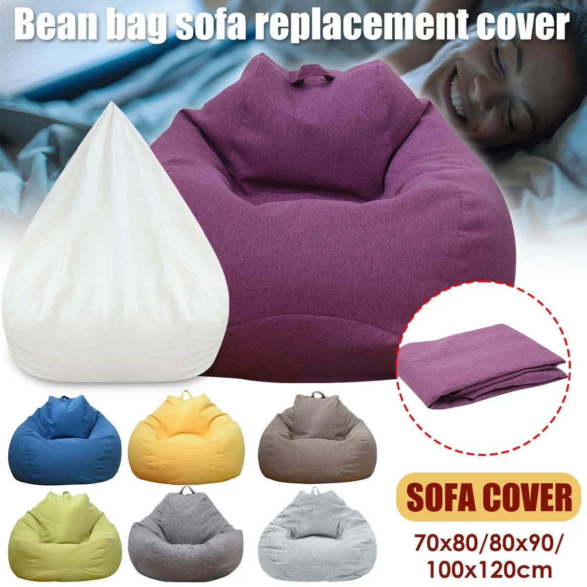 Kids Outdoor Bean Bag Chair - ขนาดใหญ่Bean Bagเก้าอี้โซฟาสบายกลางแจ้งLazyที่นั่งโซฟาไม่มีฟิลเลอร์สําหรับผู้ใหญ่เด็กนุ่มTatamiเก้าอี้