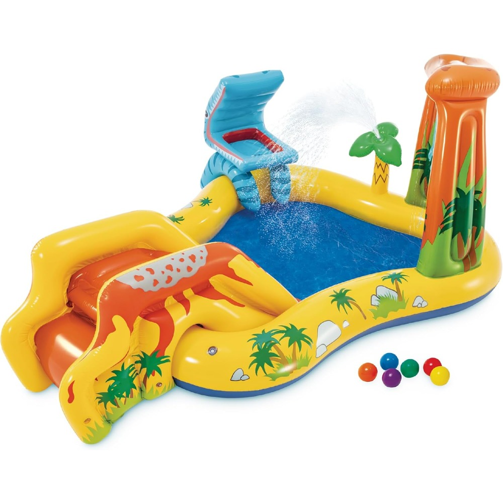 Kids Outdoor Activity Centre - ศูนย์เล่นไดโนเสาร์เป่าลม, สวนน้ำเป่าลมกลางแจ้งพร้อมสไลเดอร์, ปืนฉีดน้ำ, น้ำตก, ลูกบอล 6