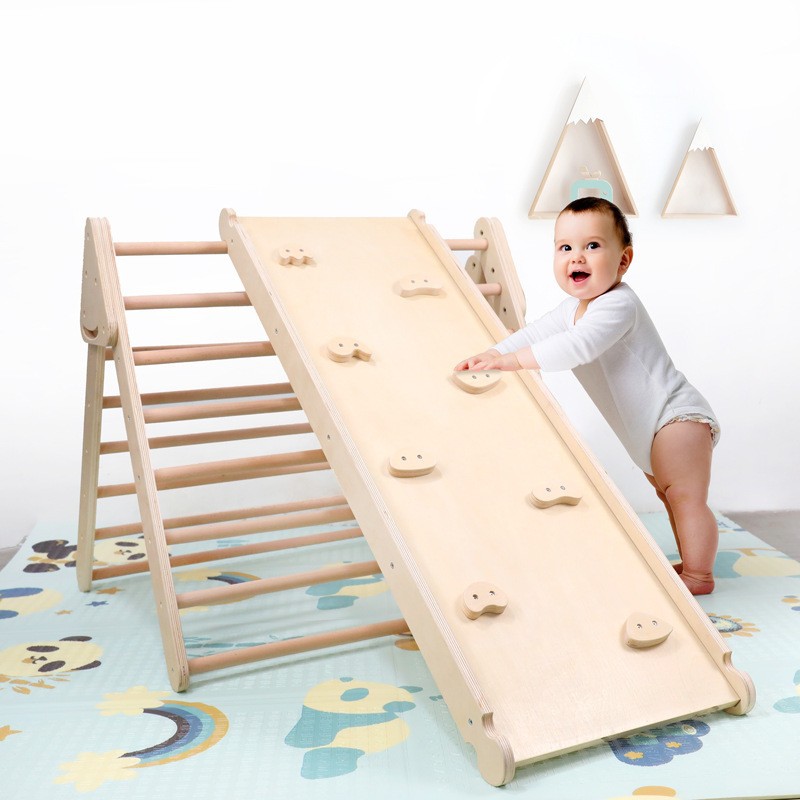 Kids Outdoor Jungle Gym - ชุดเครื่องเล่นสนามเด็กเล่นกลางแจ้งทำจากไม้ขนาดใหญ่ สำหรับเด็กอนุบาล พร้อมชิงช้า ของเล่นฝึกพัฒนาการทางกายภาพ และสไลเดอร์