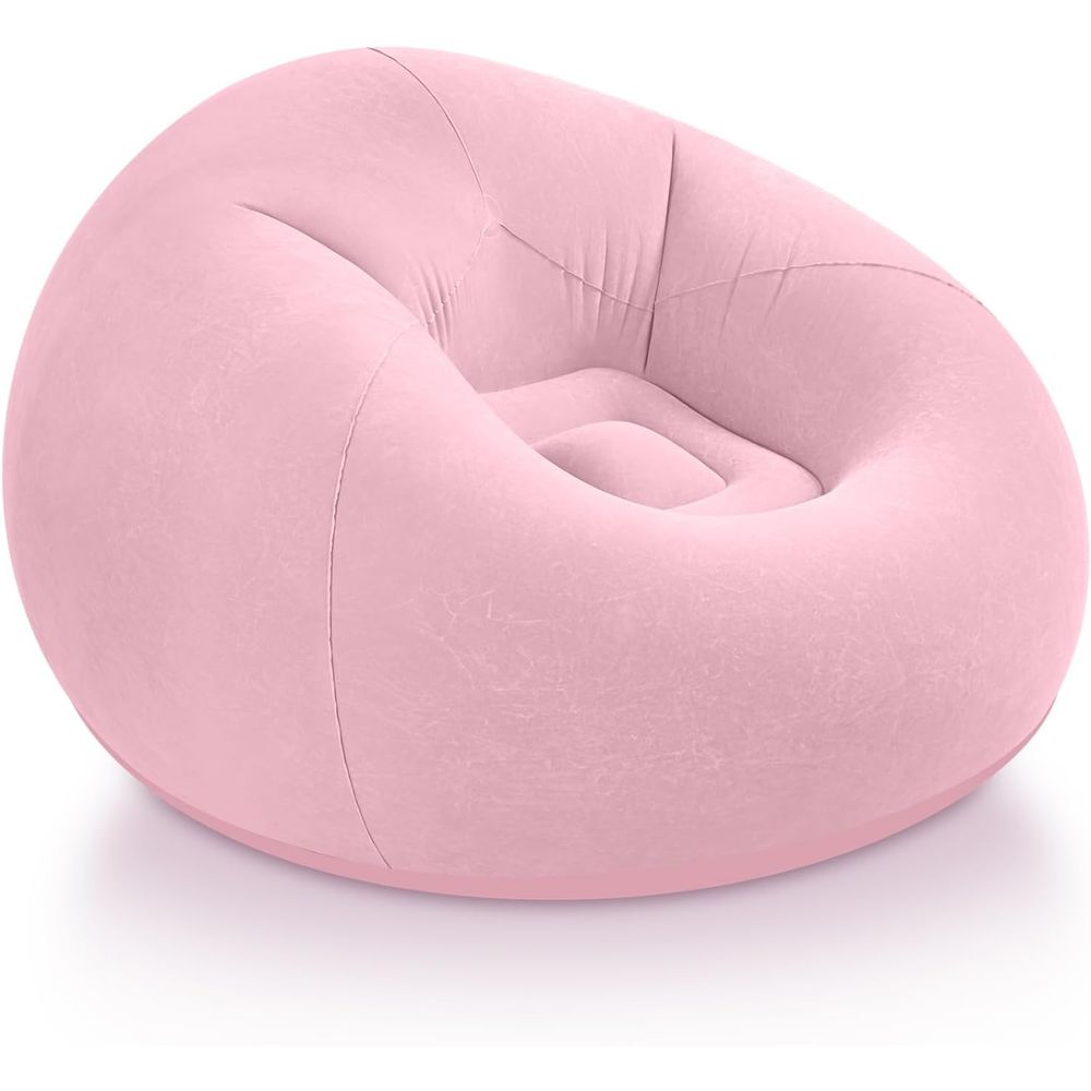 Kids Outdoor Bean Bag Chair - เก้าอี้บีนแบ็กเป่าลม สีชมพู | โซฟาพกพาสำหรับผู้ใหญ่และเด็ก, ที่นั่งชมหนังกลางแจ้ง, เก้าอี้พักผ่อนในห้องเรียน,