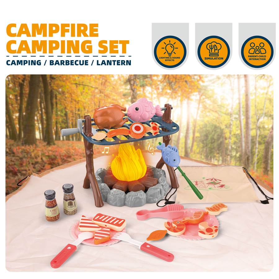 Kids Outdoor Explorer Kit - ชุดเต็นท์ตั้งแคมป์สำหรับเด็ก สนามเด็กเล่นขนาดเล็ก อาหารจำลอง บ้านเต็นท์สำหรับเด็ก เกมของเล่นเสริมสร้างความสัมพันธ์ระหว่างพ่อแม่และลูก สำหรับเล่นในร่มและกลางแจ้ง