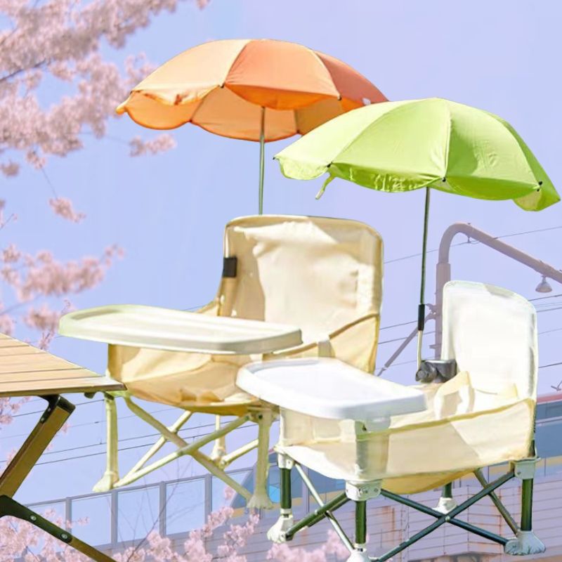 Kids Outdoor Bean Bag Chair - เก้าอี้เด็กพกพาพร้อมถาดอาหารที่ถอดออกได้ ใช้ได้ทั้งในร่มและกลางแจ้ง เก้าอี้พับสำหรับเด็ก เก้าอี้สูงสำหรับรับประทานอาหาร เฟอร์นิเจอร์สำหรับตั้งแคมป์