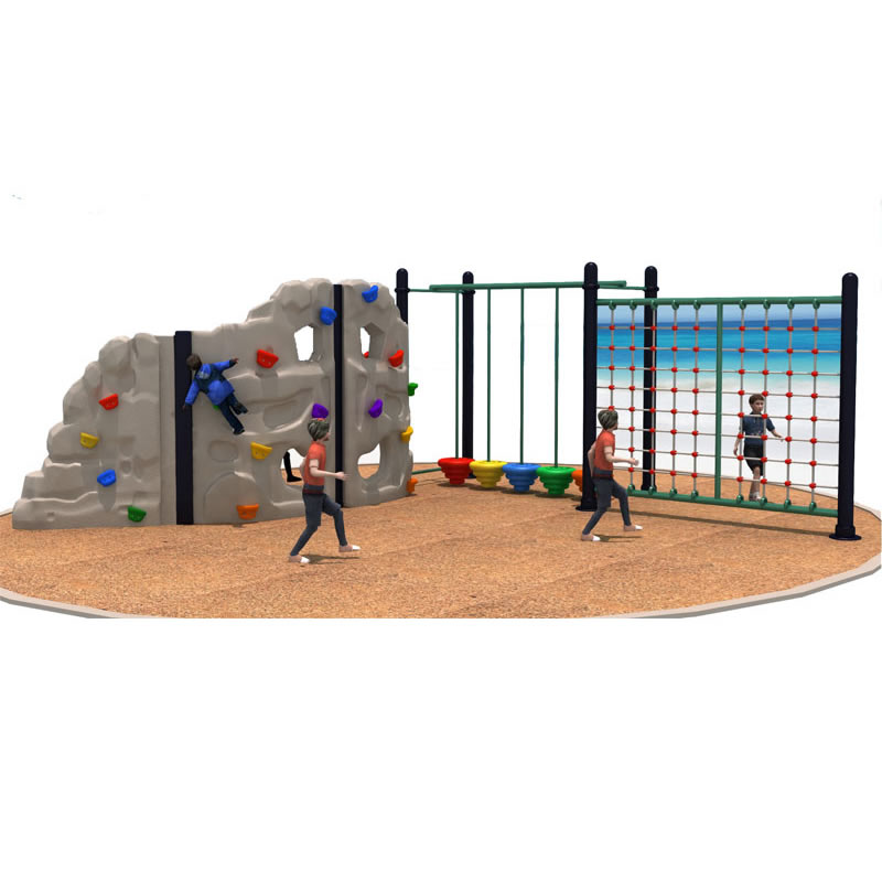 Kids Outdoor Jungle Gym - ผนังปีนป่ายพลาสติกสำหรับเด็กกลางแจ้งพร้อมตาข่ายปีนป่าย ชุดสนามเด็กเล่นสำหรับเด็กแบบมืออาชีพ