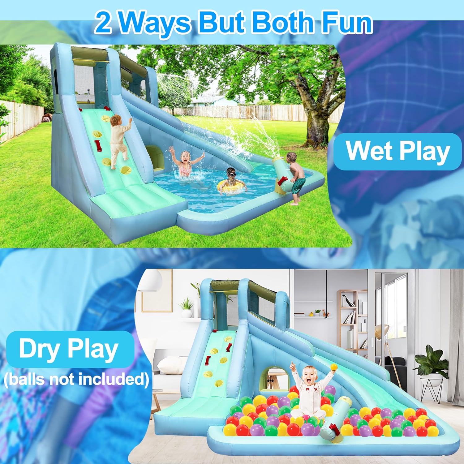 บ้านลมเด็ก 6-in-1 พร้อมสวนน้ำ, - Kids Outdoor Water Park บทวิจารณ์และราคา