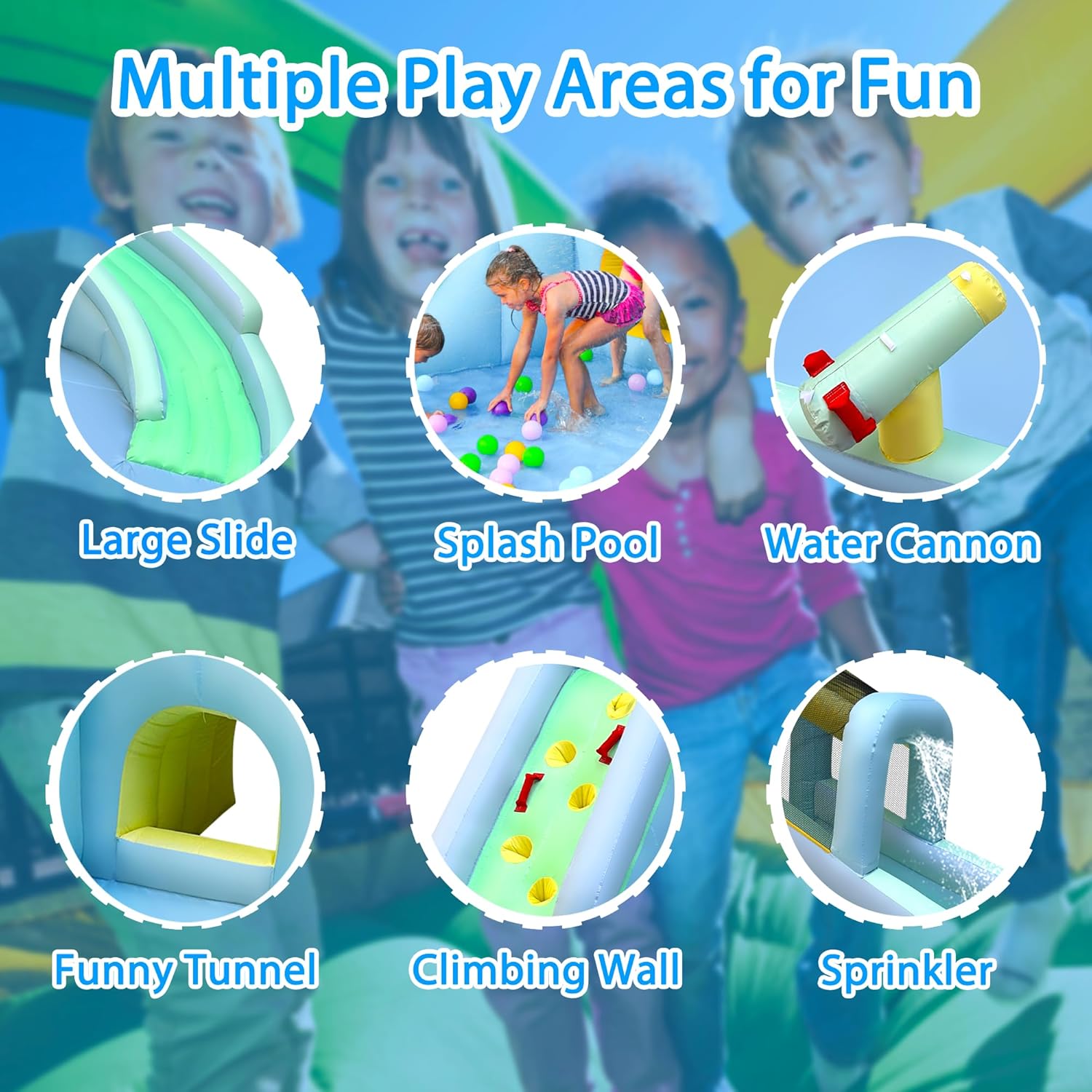 บ้านลมเด็ก 6-in-1 พร้อมสวนน้ำ, - Kids Outdoor Water Park บทวิจารณ์และราคา