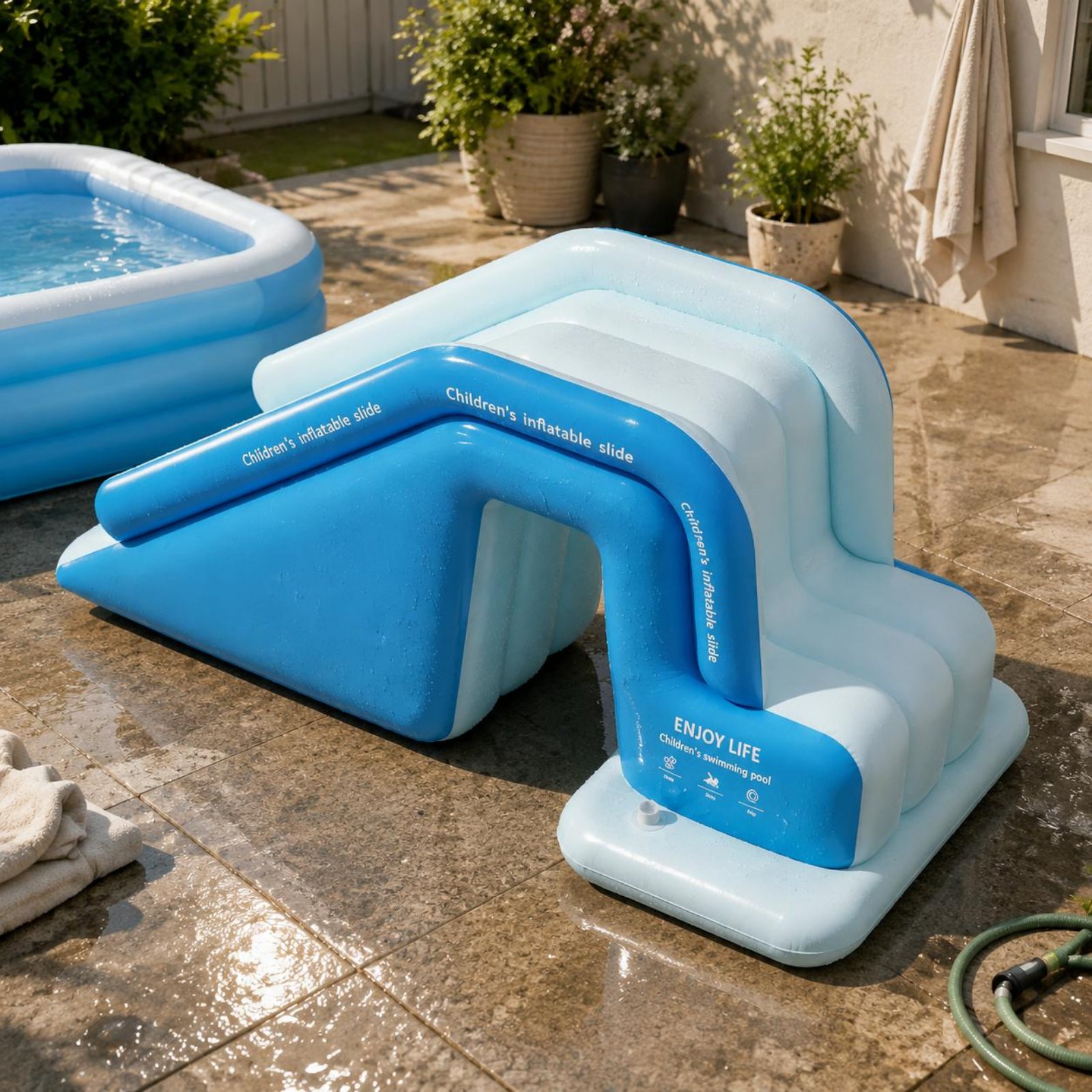 สไลเดอร์สระน้ำเป่าลม พับเก็บได - Kids Outdoor Water Park บทวิจารณ์และราคา