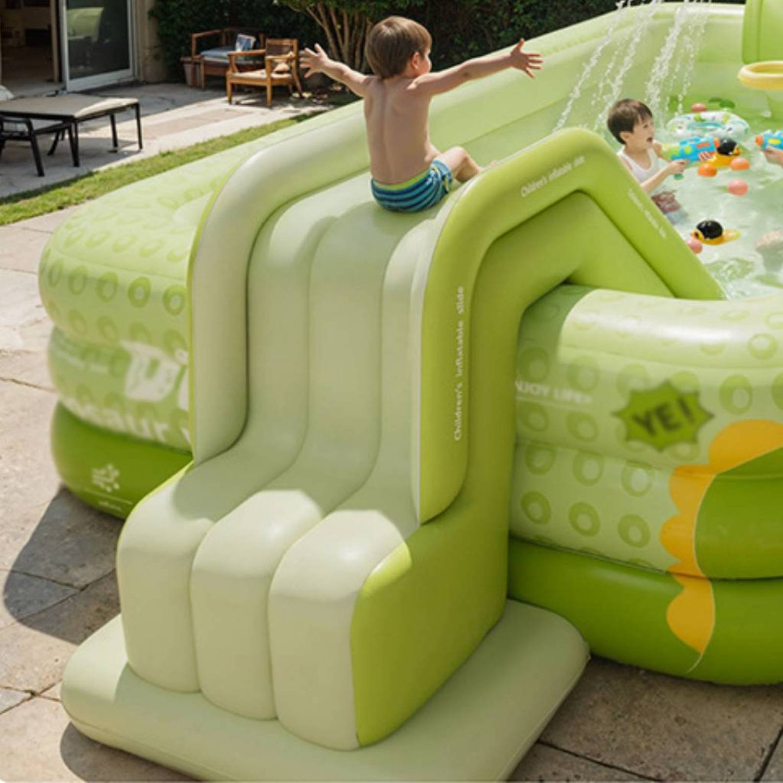 สไลเดอร์สระน้ำเป่าลม พับเก็บได - Kids Outdoor Water Park บทวิจารณ์และราคา