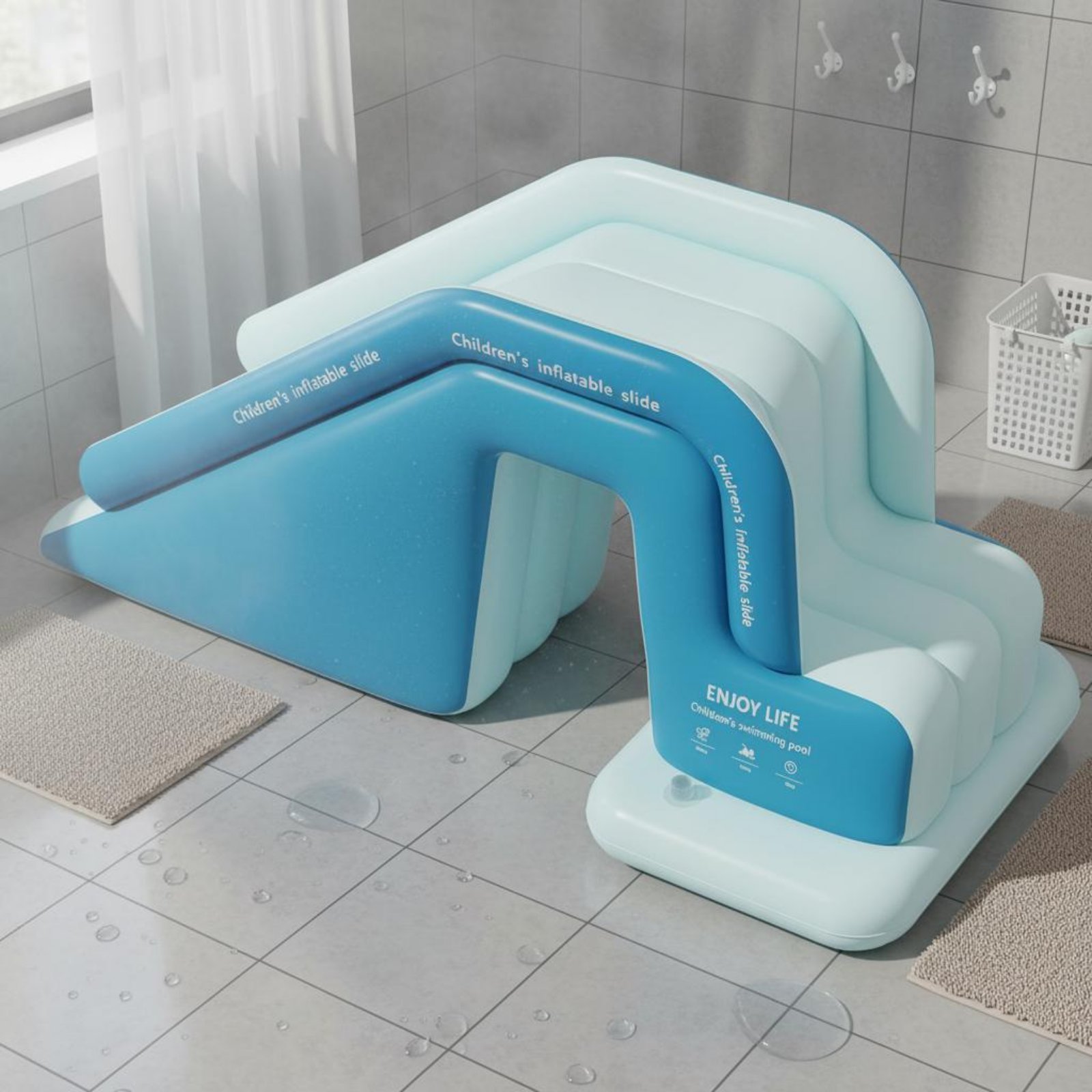 สไลเดอร์สระน้ำเป่าลม พับเก็บได - Kids Outdoor Water Park บทวิจารณ์และราคา