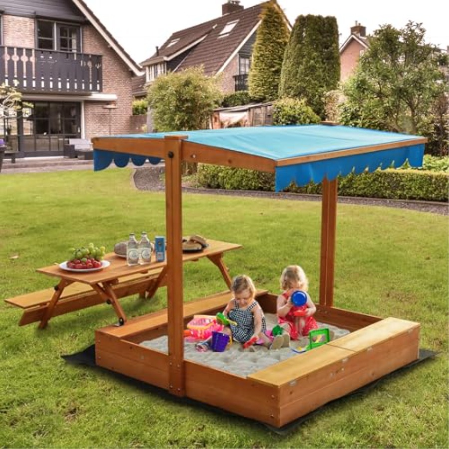 กระบะทรายไม้สำหรับเด็กเล่นกลาง - Kids Outdoor Sandbox บทวิจารณ์และราคา