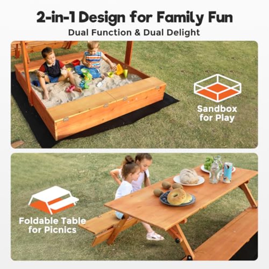 กระบะทรายไม้สำหรับเด็กเล่นกลาง - Kids Outdoor Sandbox บทวิจารณ์และราคา