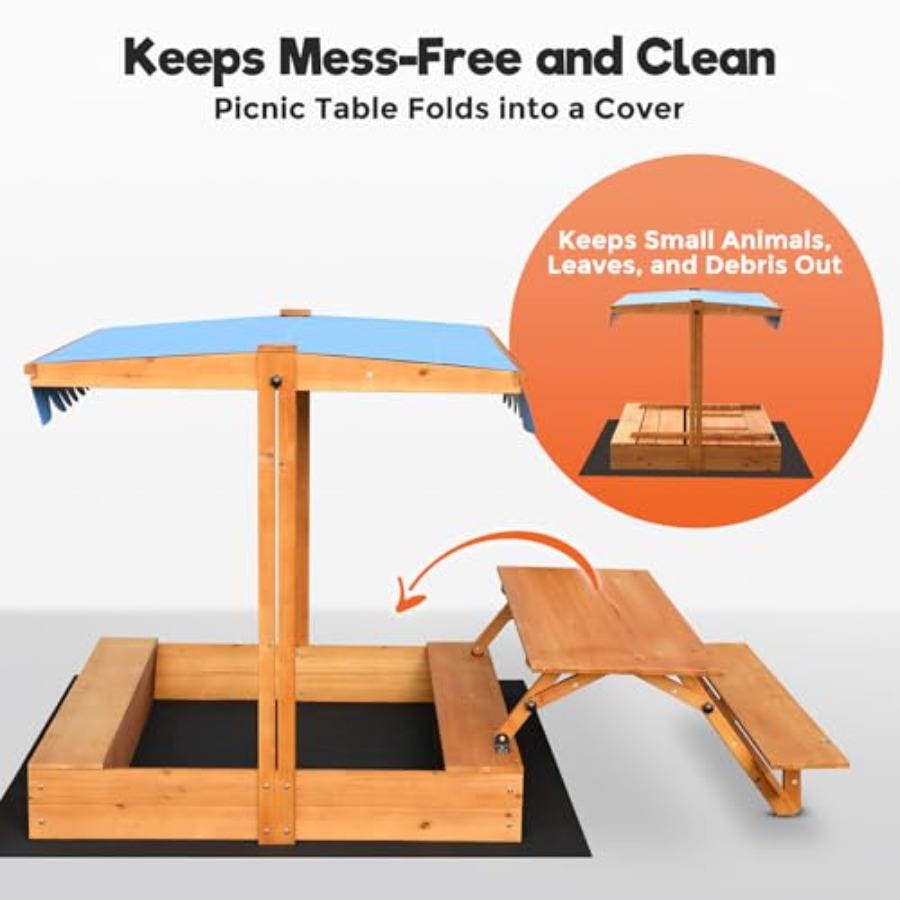 กระบะทรายไม้สำหรับเด็กเล่นกลาง - Kids Outdoor Sandbox บทวิจารณ์และราคา