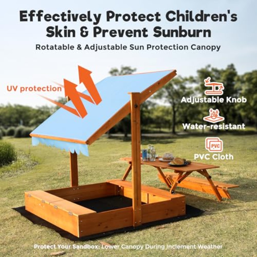 กระบะทรายไม้สำหรับเด็กเล่นกลาง - Kids Outdoor Sandbox บทวิจารณ์และราคา