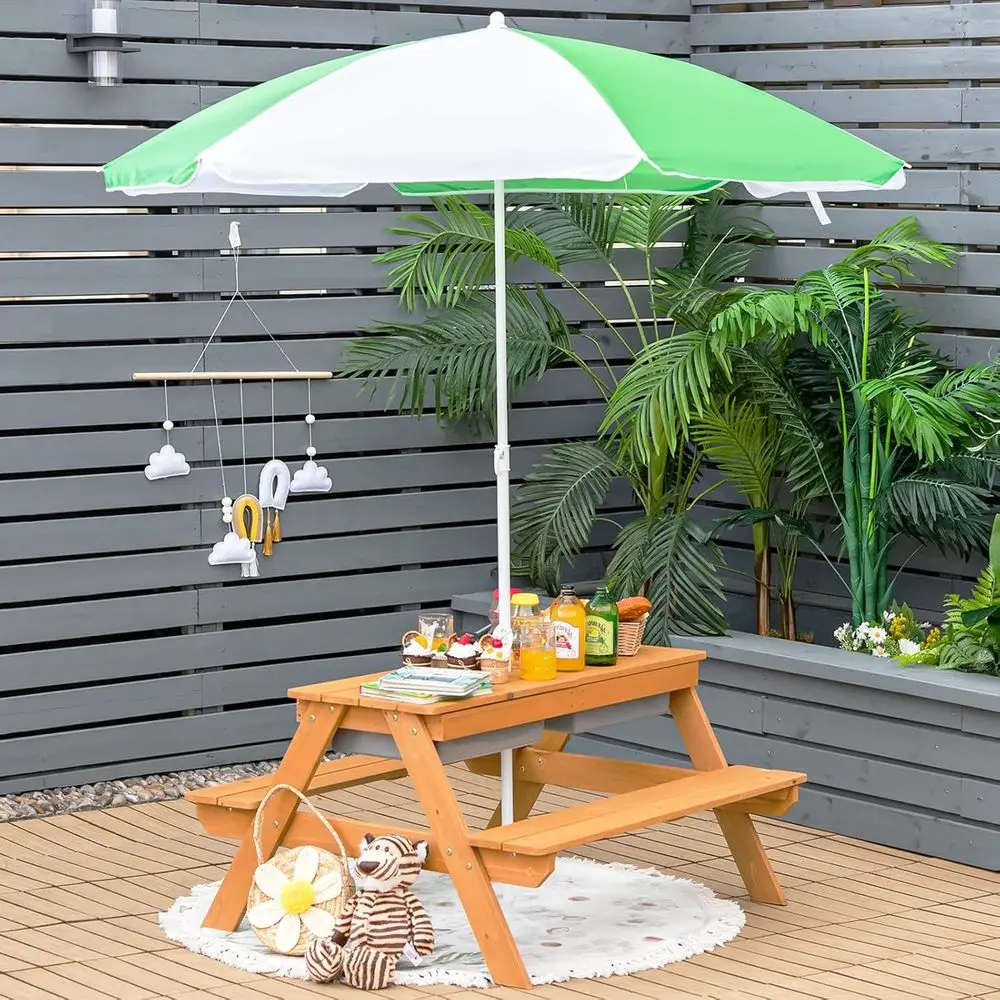 โต๊ะปิกนิกไม้ 4-in-1 สำหรับเล่ - Kids Outdoor Sandbox บทวิจารณ์และราคา