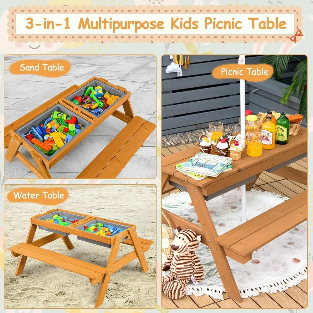 โต๊ะปิกนิกไม้ 4-in-1 สำหรับเล่ - Kids Outdoor Sandbox บทวิจารณ์และราคา