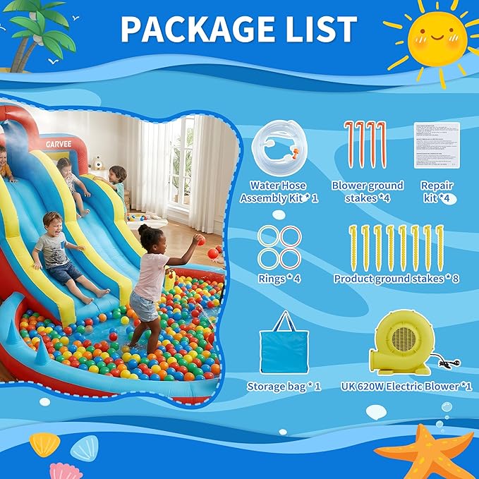 สวนน้ำเป่าลม 8-in-1 สำหรับทุกฤ - Kids Outdoor Water Park บทวิจารณ์และราคา