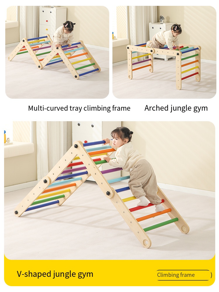 ชุดโครงไม้ปีนป่ายรูปสามเหลี่ยม - Kids Outdoor Jungle Gym บทวิจารณ์และราคา