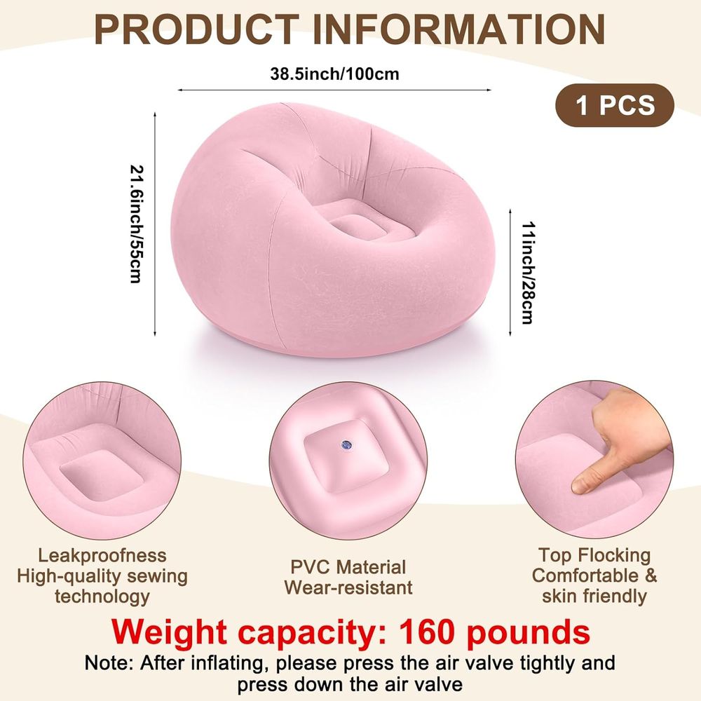 เก้าอี้บีนแบ็กเป่าลม สีชมพู |  - Kids Outdoor Bean Bag Chair บทวิจารณ์และราคา
