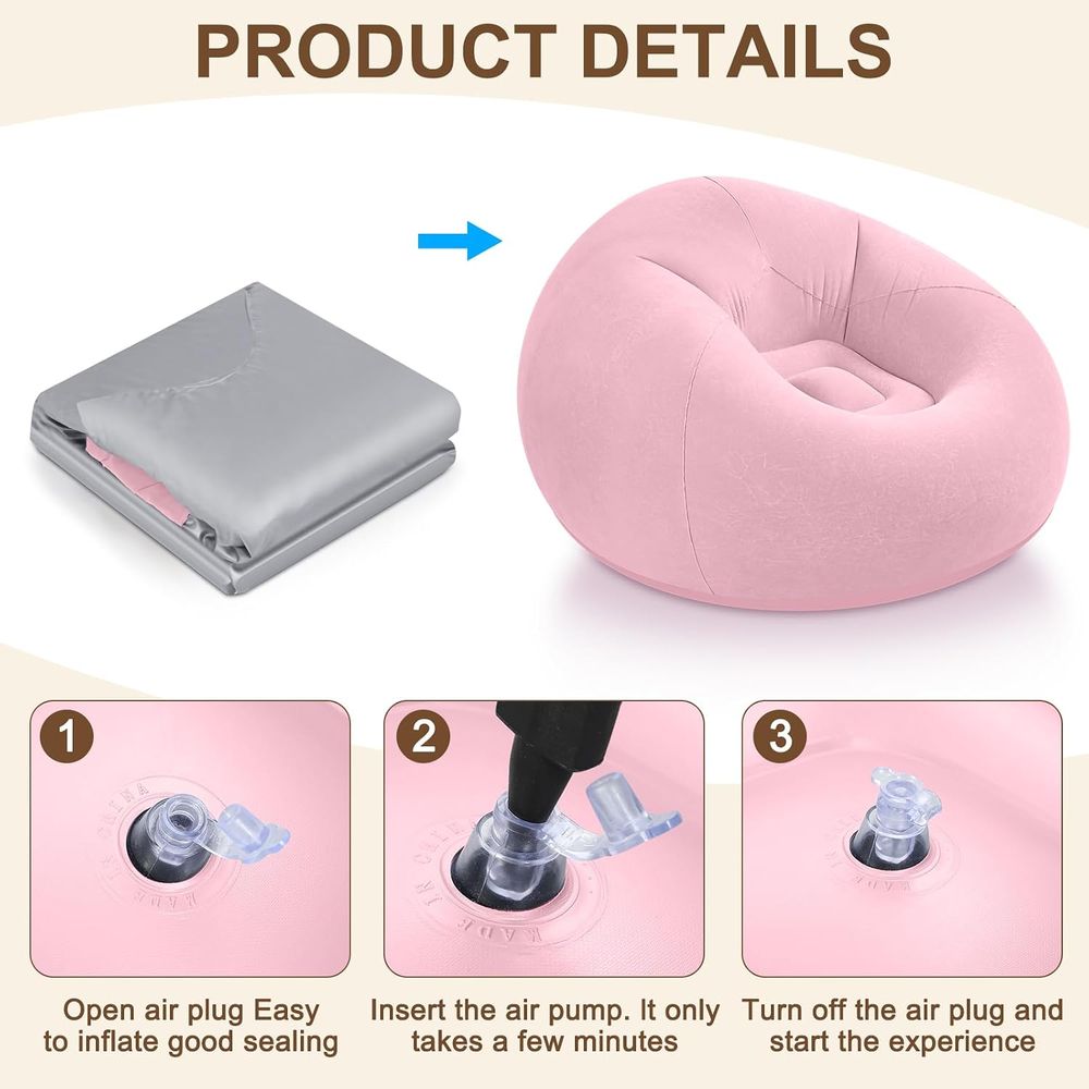 เก้าอี้บีนแบ็กเป่าลม สีชมพู |  - Kids Outdoor Bean Bag Chair บทวิจารณ์และราคา