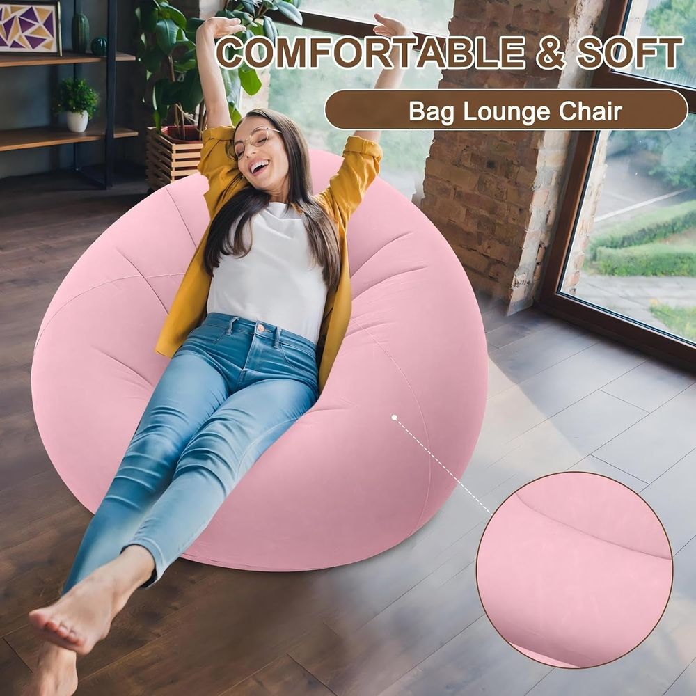 เก้าอี้บีนแบ็กเป่าลม สีชมพู |  - Kids Outdoor Bean Bag Chair บทวิจารณ์และราคา