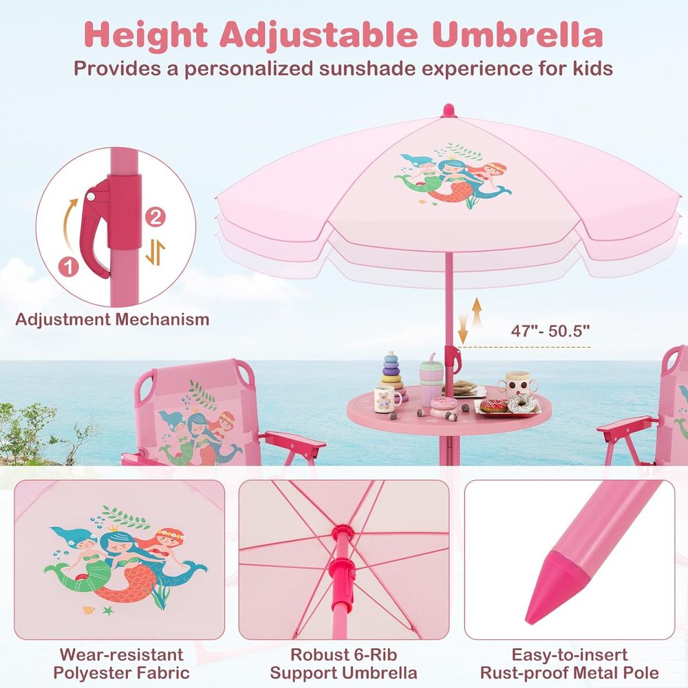โต๊ะปิกนิกสำหรับเด็ก, โต๊ะกลาง - Kids Outdoor Table And Chairs With Umbrella บทวิจารณ์และราคา