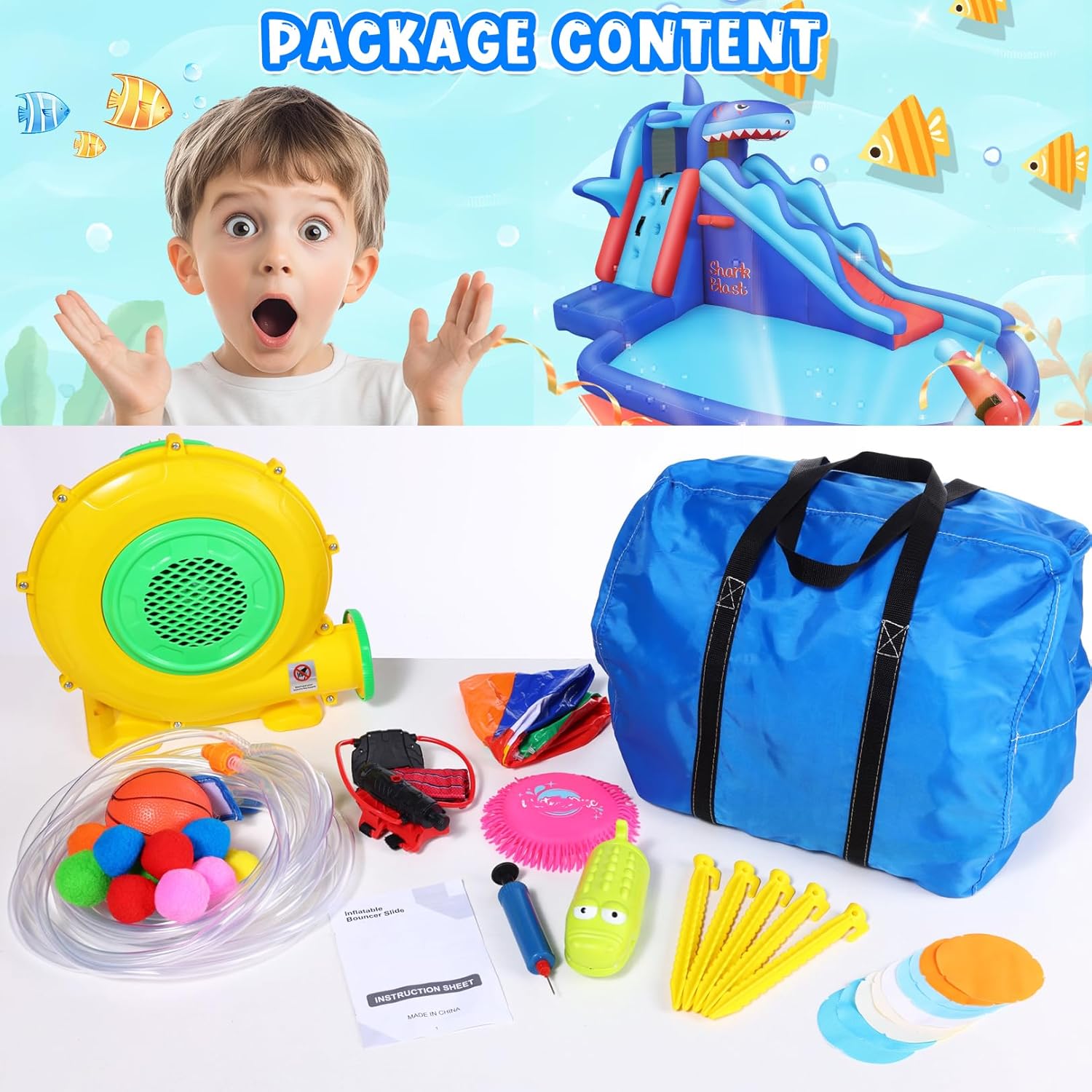 สวนน้ำเป่าลมธีมฉลามสำหรับเด็ก: - Kids Outdoor Water Park บทวิจารณ์และราคา