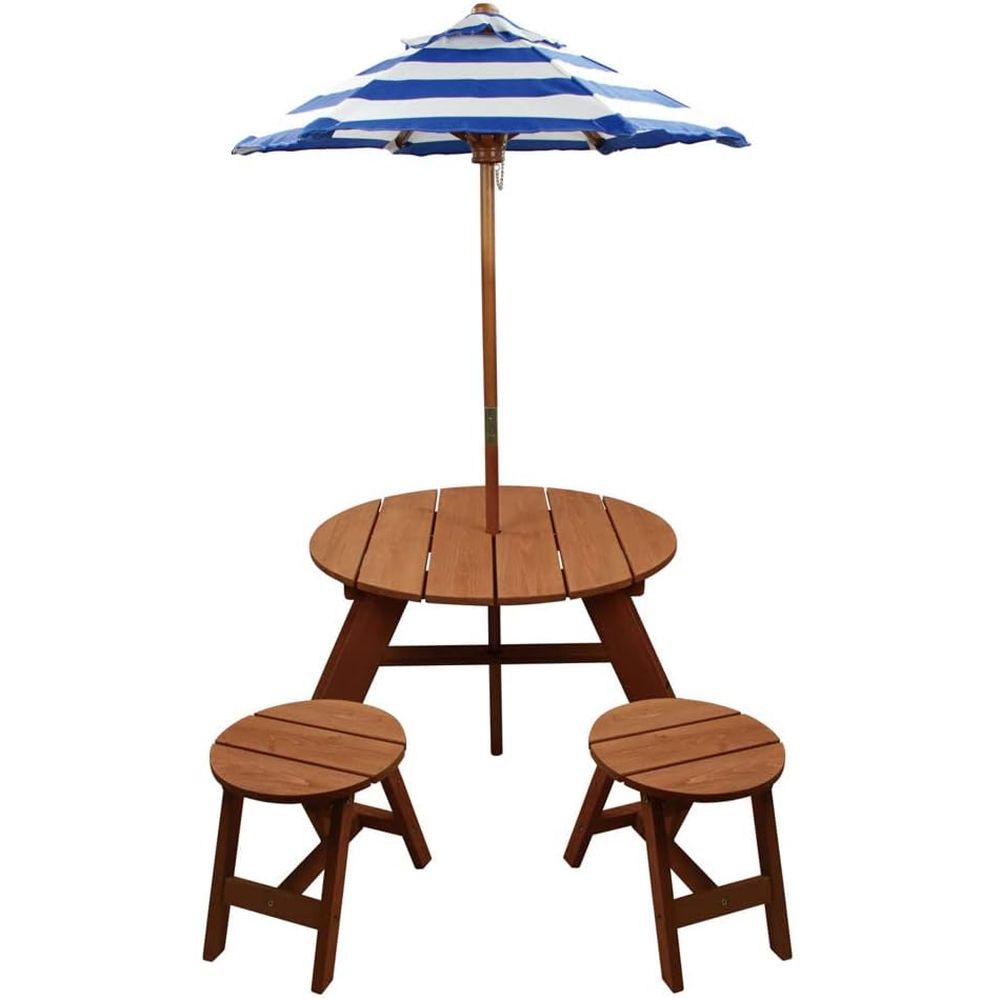 ชุดโต๊ะไม้ทรงกลมแข็งแรงพร้อมเก - Kids Outdoor Table And Chairs With Umbrella บทวิจารณ์และราคา