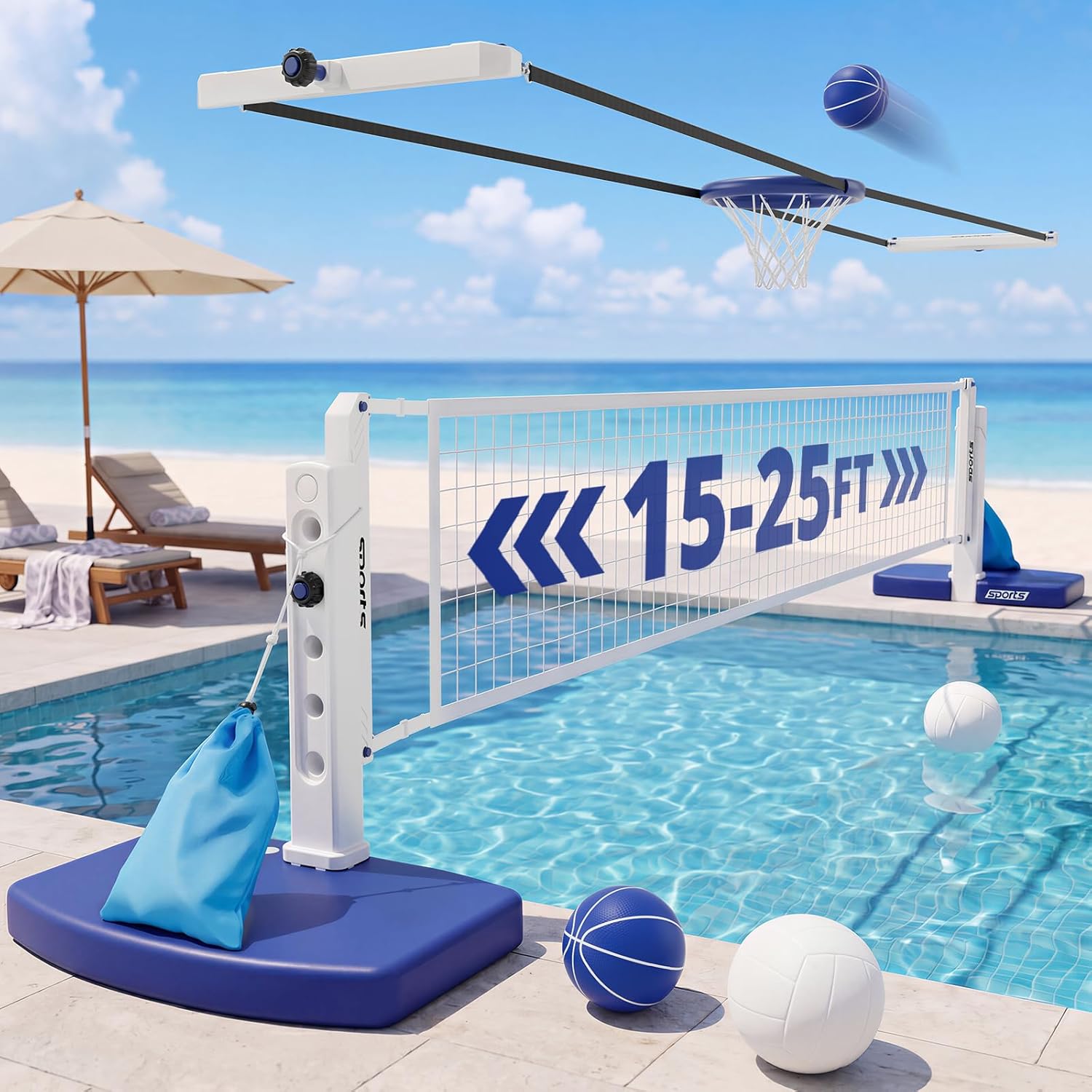 ชุดคอมโบวอลเลย์บอลและบาสเก็ตบอ - Kids Outdoor Volleyball Net บทวิจารณ์และราคา