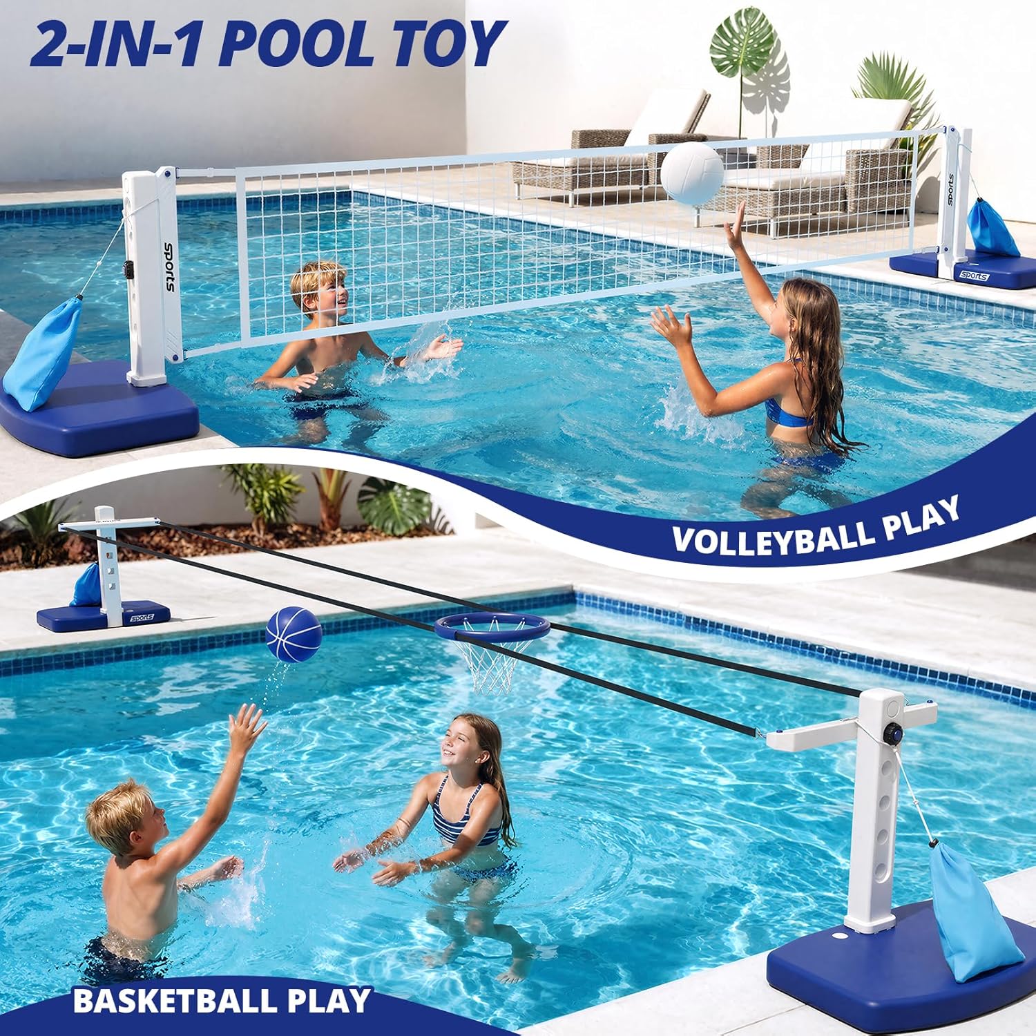 ชุดคอมโบวอลเลย์บอลและบาสเก็ตบอ - Kids Outdoor Volleyball Net บทวิจารณ์และราคา