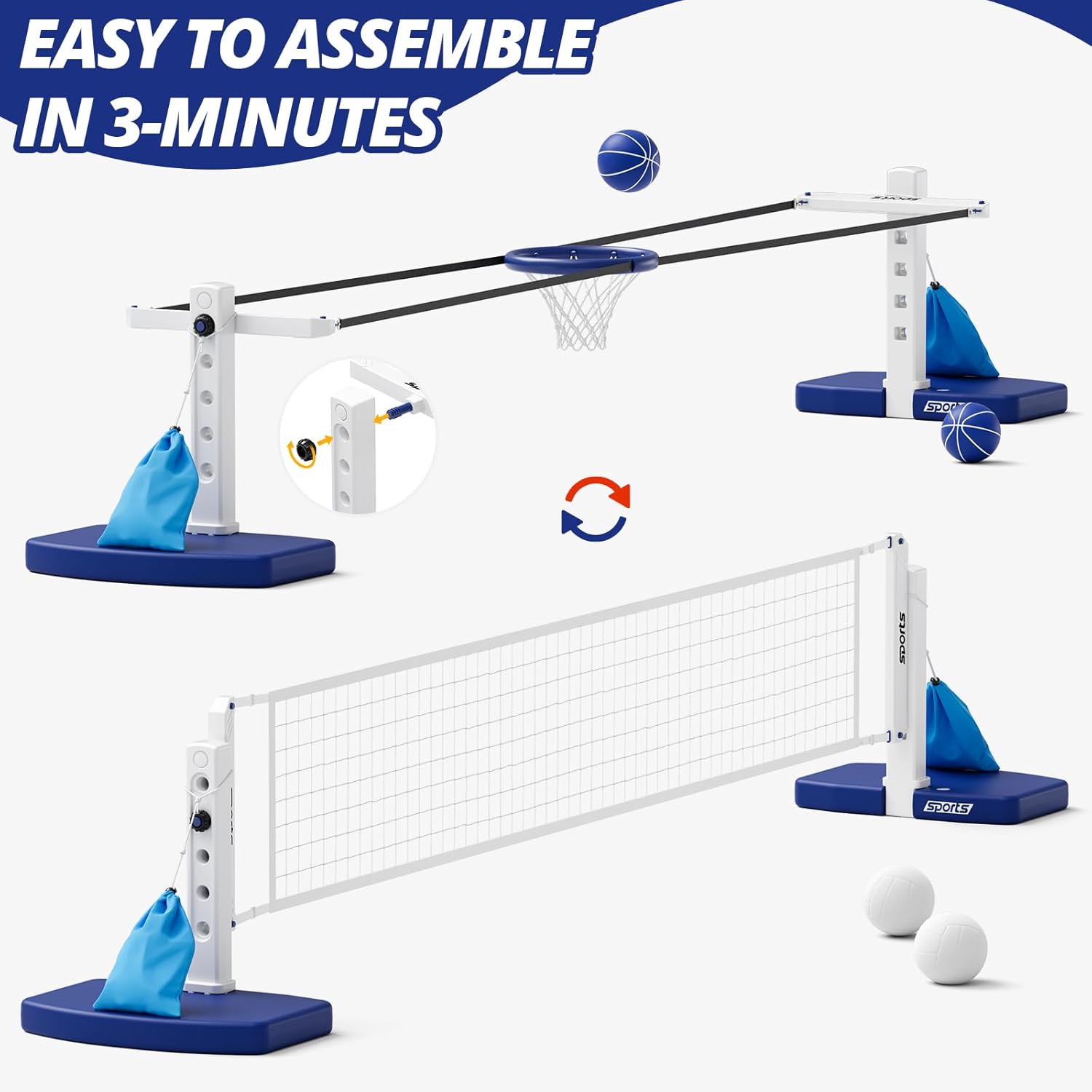 ชุดคอมโบวอลเลย์บอลและบาสเก็ตบอ - Kids Outdoor Volleyball Net บทวิจารณ์และราคา