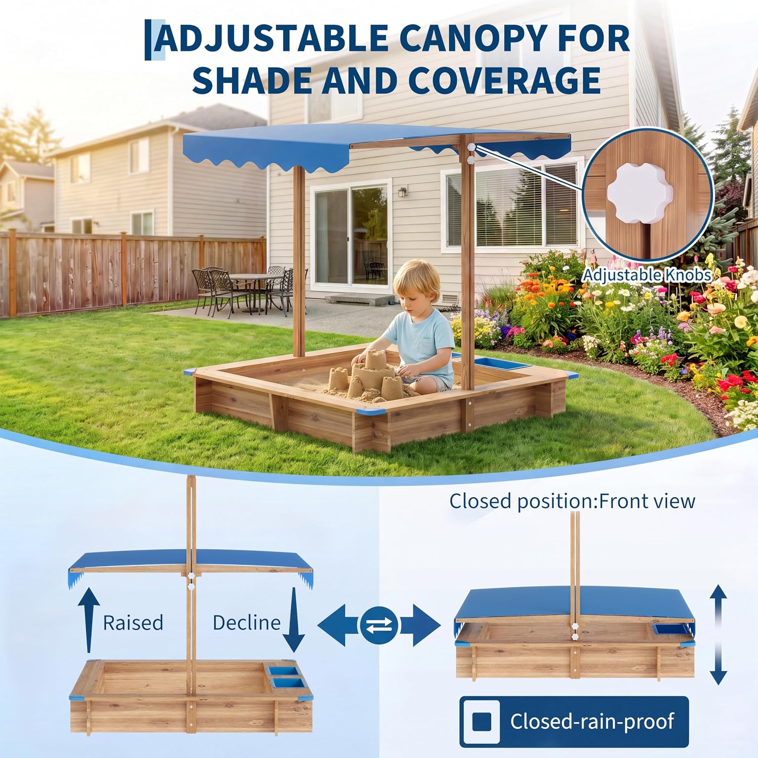 หลุมทรายกลางแจ้งสำหรับเด็ก สนา - Kids Outdoor Sandbox บทวิจารณ์และราคา
